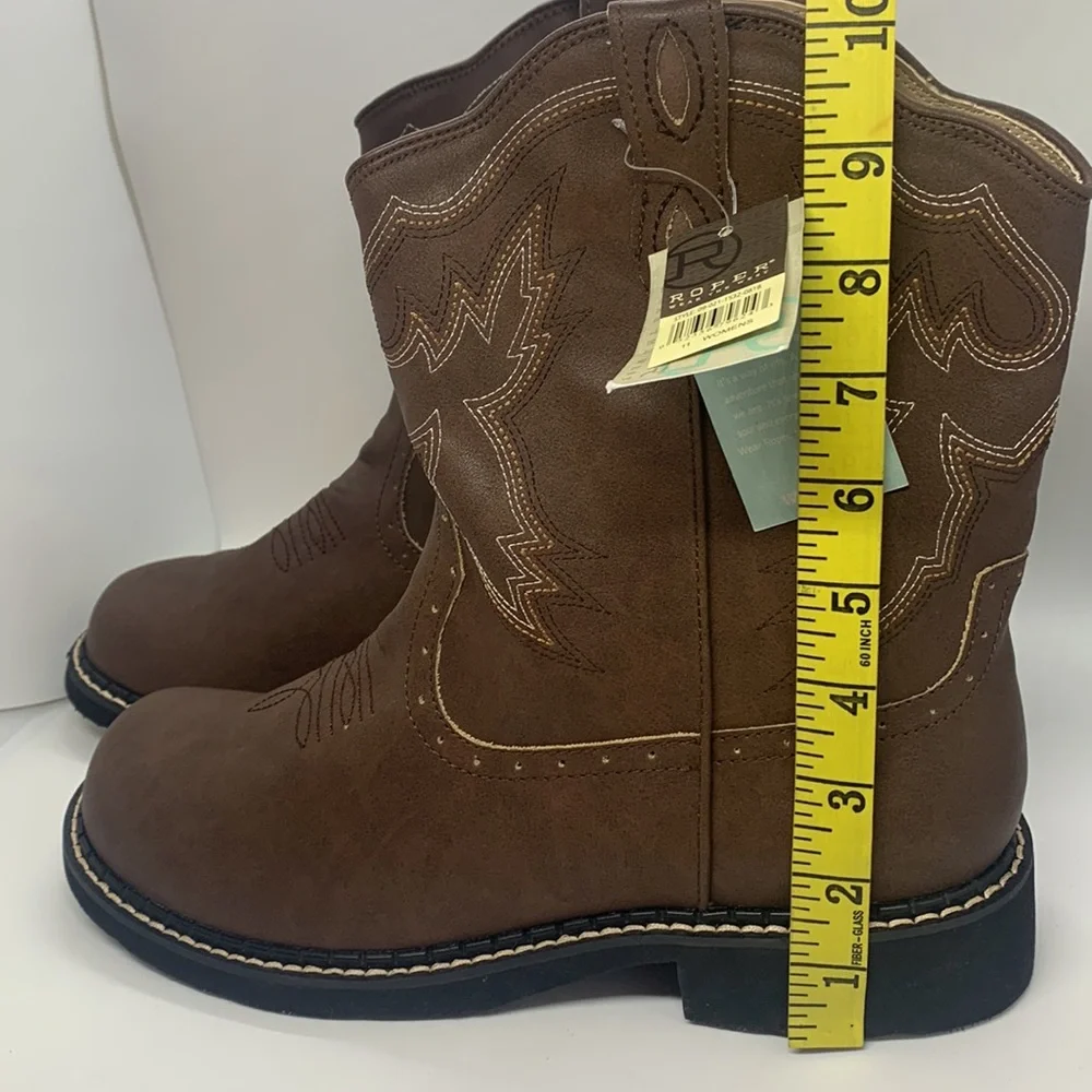 Roper NEW Chunk Boot Brown 11 Western Cowgirl Rodeo Stitch Detail Lightweight